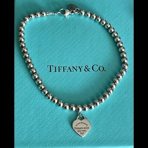 Tiffany Blue Heart Tag Bead Bracelet